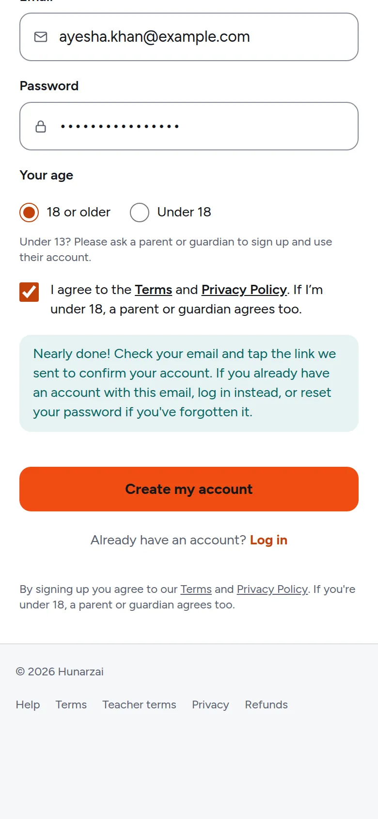 The message asking you to check your email and tap the link